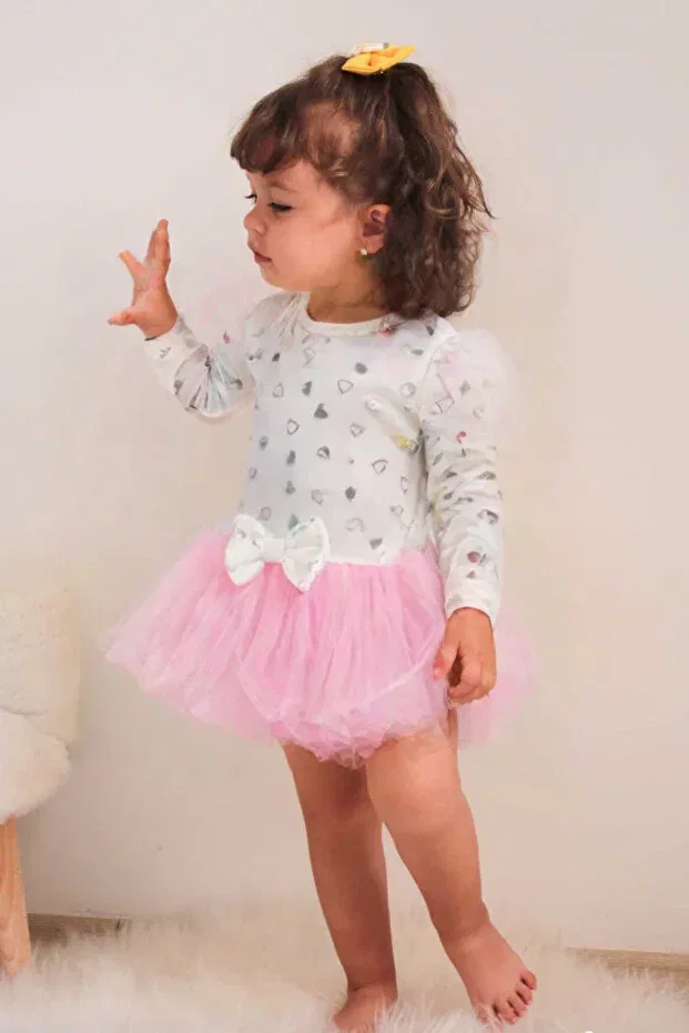 Детское платье с рюшами с принтом Masenkids, Pink