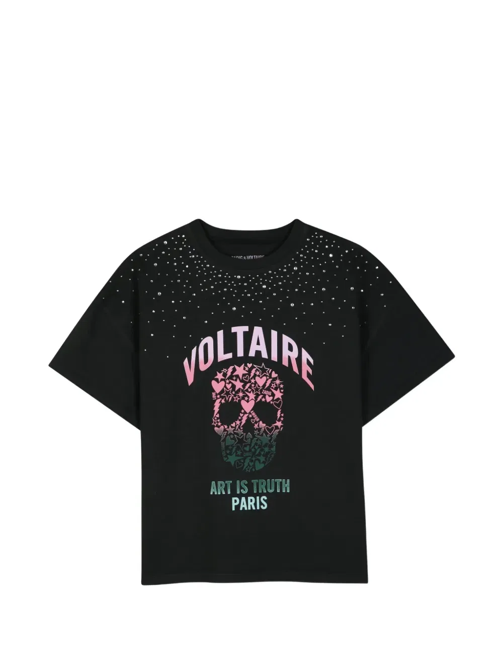 Футболка с кристаллами Zadig & Voltaire Kids, черный