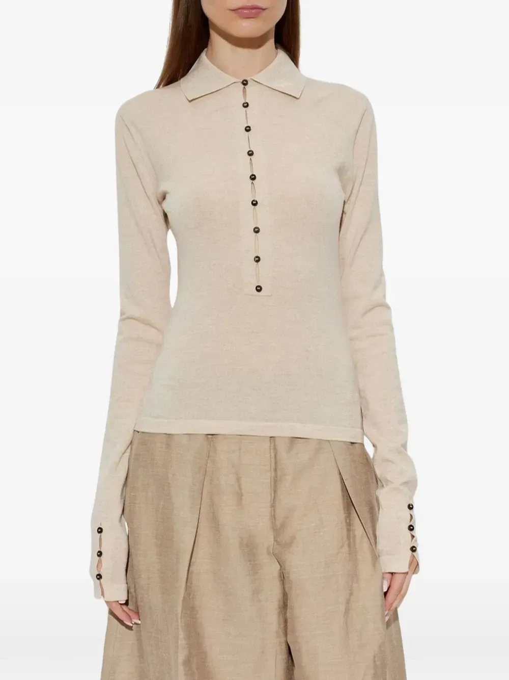 Рубашка поло The Merino с длинными рукавами JACQUEMUS, бежевый — фото 2