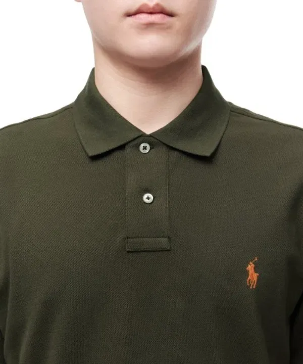 Пике-рубашка Polo Ralph Lauren, Custom Slim Fit, Mesh, зеленый — фото 3