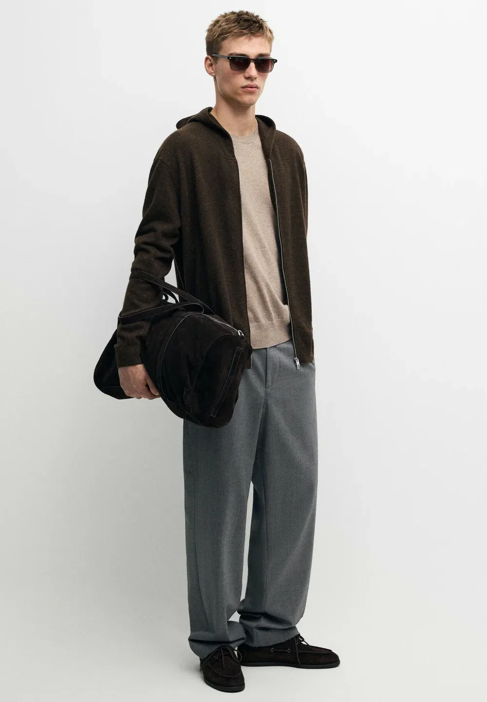 Кардиган с капюшоном из 100% кашемира - кардиган Massimo Dutti, Dark Brown — фото 2