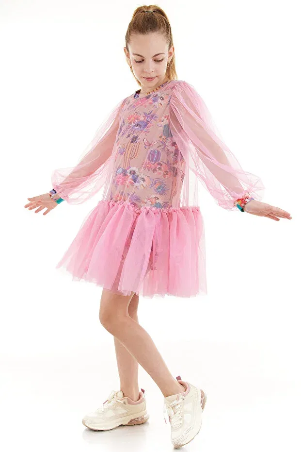 Детское платье для девочек с длинным рукавом Classy tutu dress Colorinas, Pink
