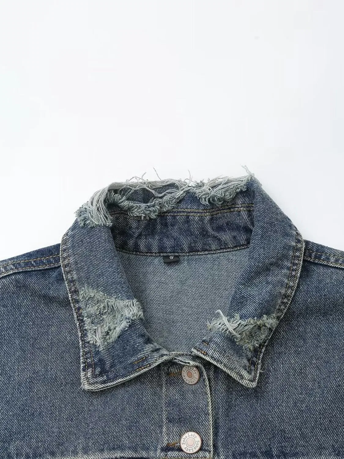 Женская джинсовая куртка с коротким воротником, Denim Jacket — фото 3