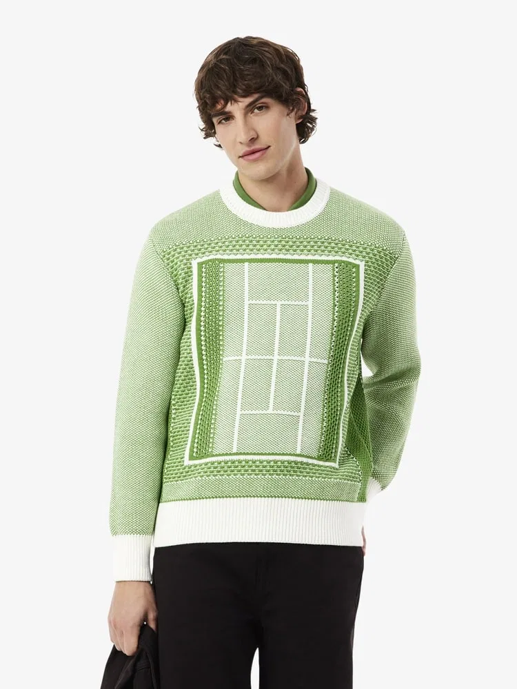 Свитер с жаккардовым узором, Tennis Court LACOSTE, Green