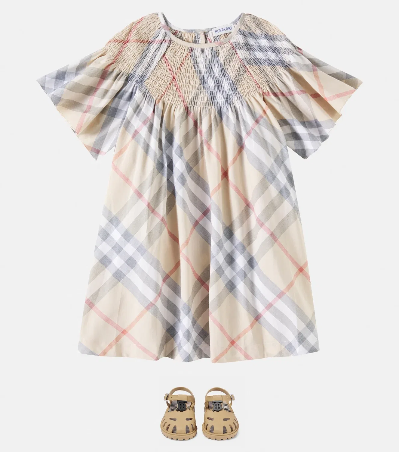 Нарядное платье в клетку Burberry Kids, Pale Stone Ip Check — фото 2