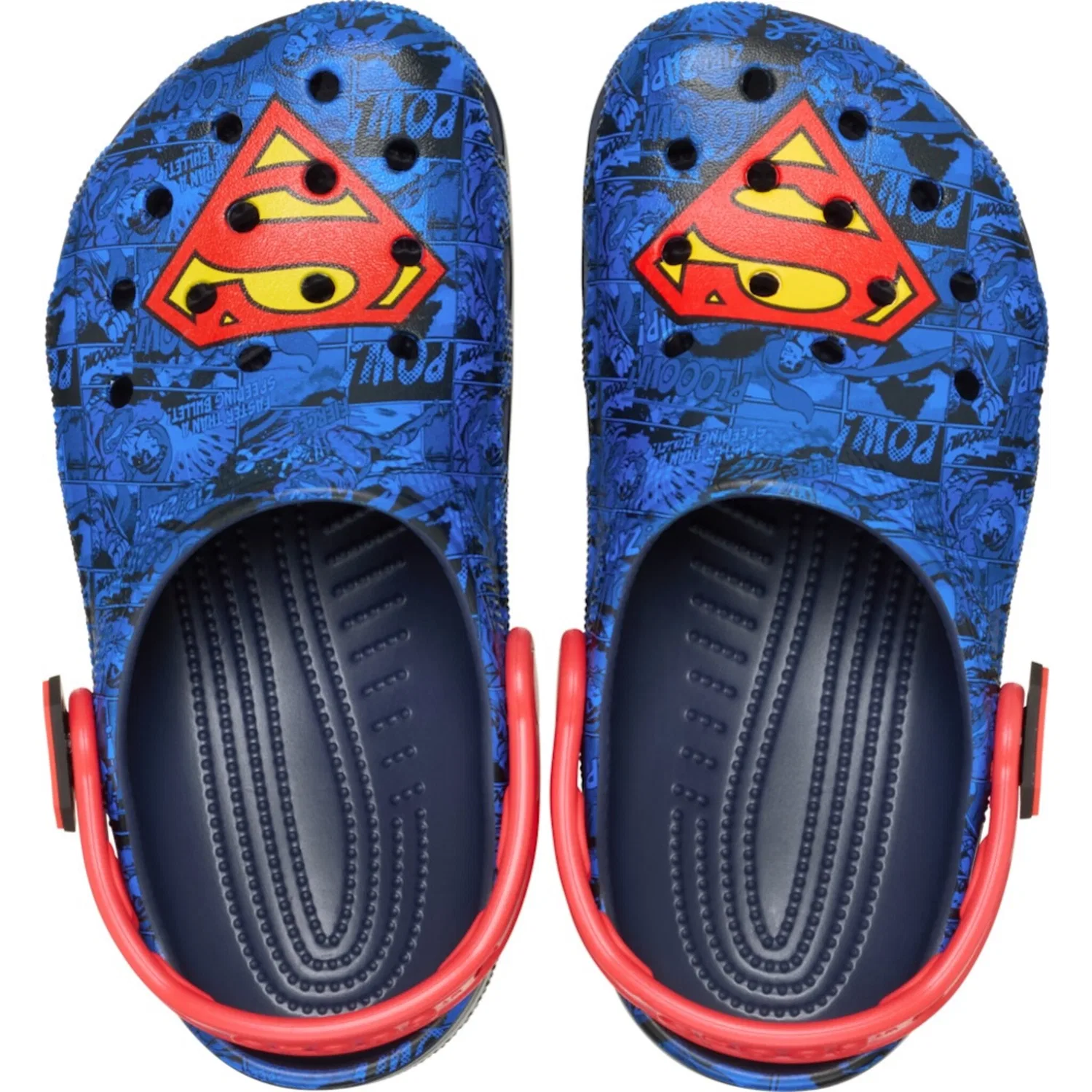Детские сабо с принтом Superman Crocs, Blue-Red — фото 2
