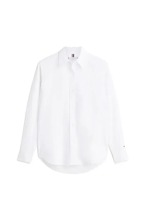 Женская рубашка свободного кроя с принтом Tommy Hilfiger, White — фото 4