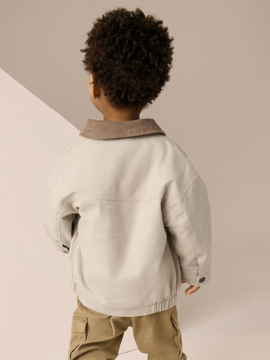 Куртка-бомбер с кантом из вельвета, Canvas Bomber Jacket Next, кремово-коричневый — фото 3