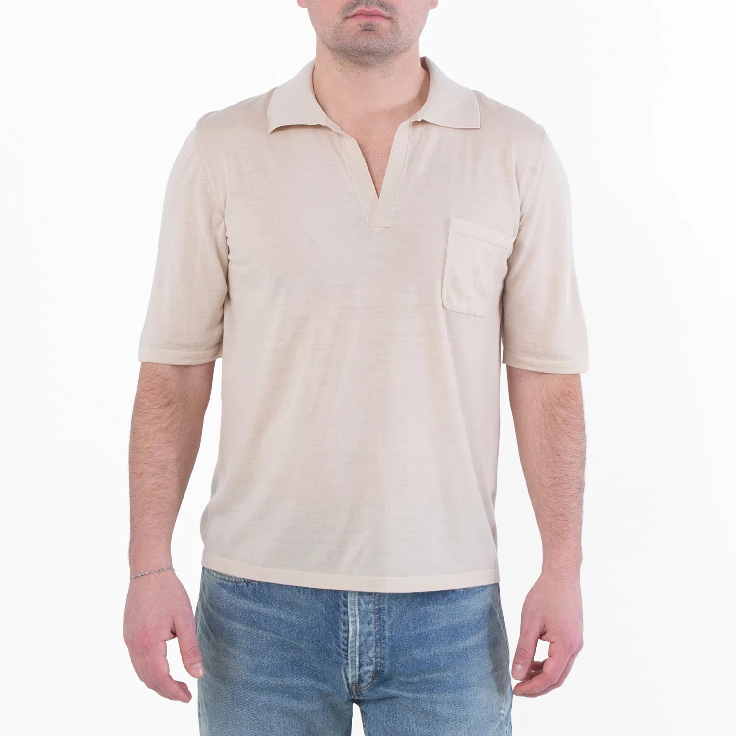 Поло из шерсти Cassandre Polo Wool Shirt Saint Laurent, Ecru