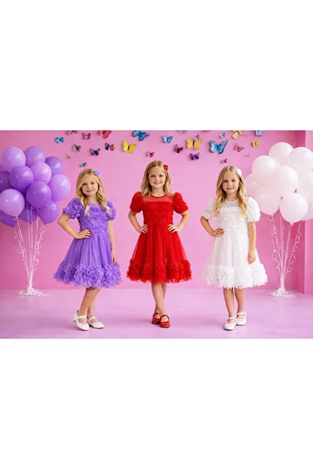 Детское платье для девочек с коротким рукавом Dıgıl Kids, White — фото 2