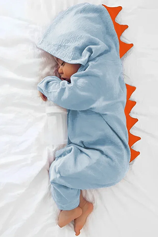 Детский комбинезон для девочек и мальчиков с длинным рукавом X silk atlas girl boy baby and child muslin dinosaur jumpsuit Nurbeli, Blue