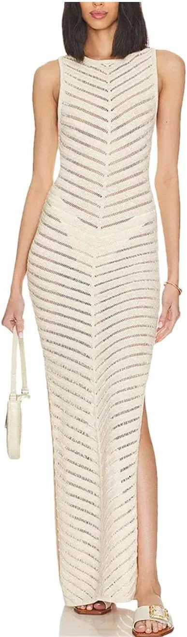 Женское пляжное платье-макси без рукавов Bodycon, Apricot