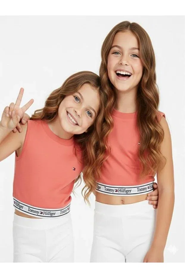 Детский топ-футболка для девочек без рукавов Tommy Hilfiger, Pink — фото 3