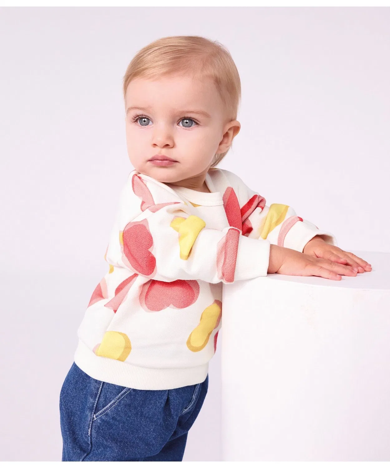 Детский свитшот с длинным рукавомс принтом PETIT BATEAU, White