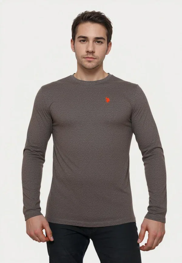 Лонгслив меланжевый Longsleeve rundhals U.S. Polo Assn., anthrazit