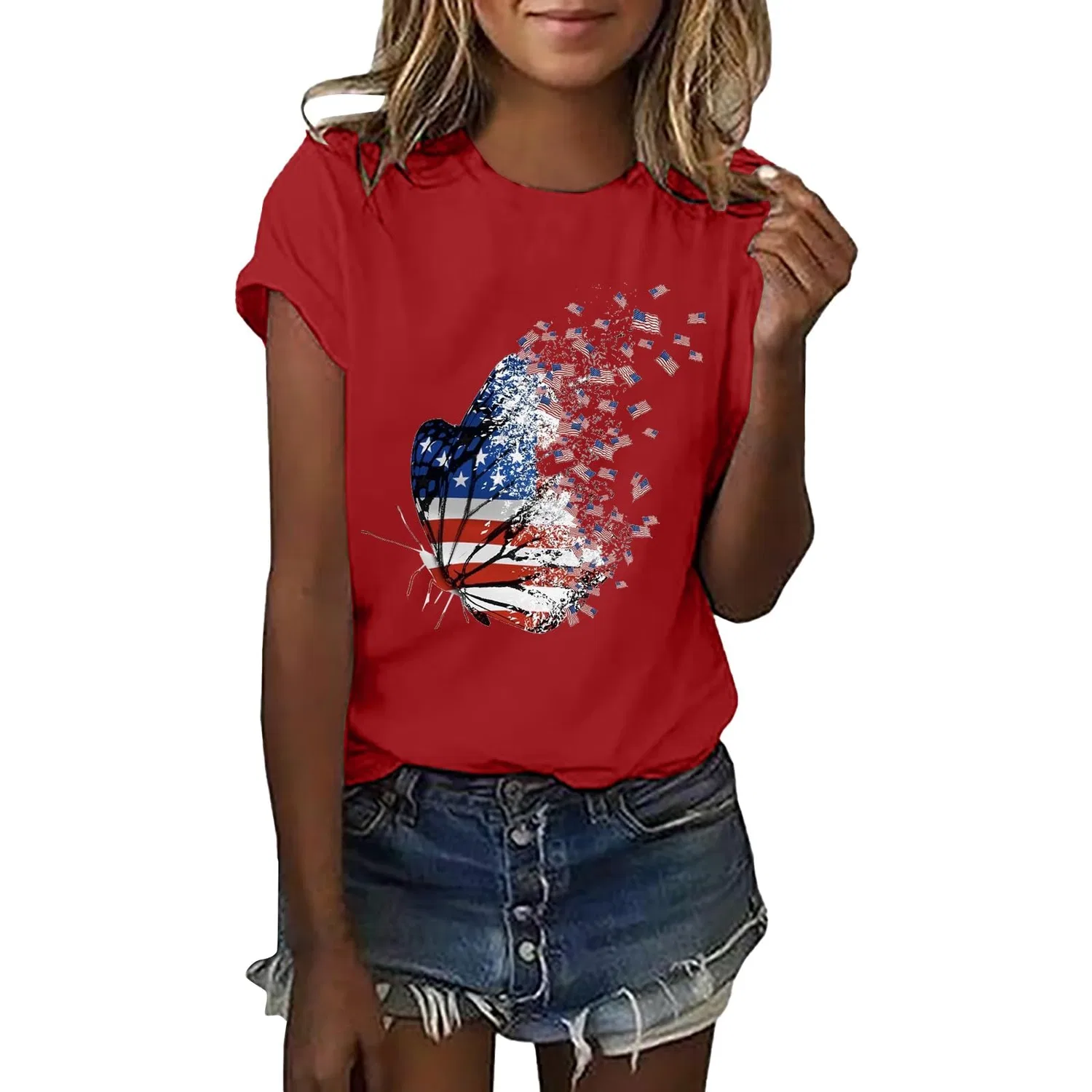 Женская блузка с принтом 4th of July American Flag Graphic, Red