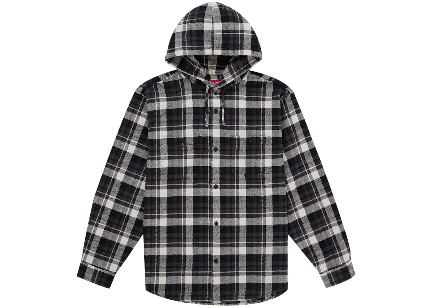 Мужская фланелевая рубашка с капюшоном Supreme, Black