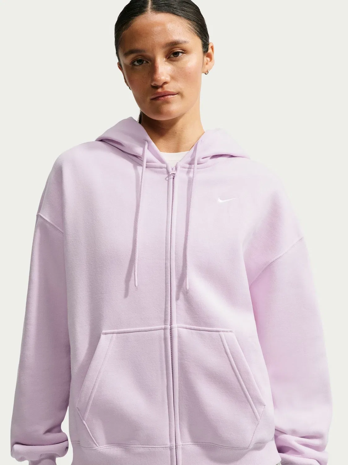 Объемная худи из флиса Nike отбеленного сиреневого цвета Studio