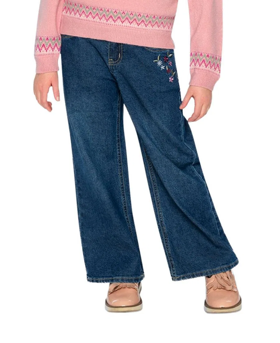 Детские джинсы свободного кроя с вышивкой Soft Poetry Deux par Deux, Light Blue Denim — фото 2