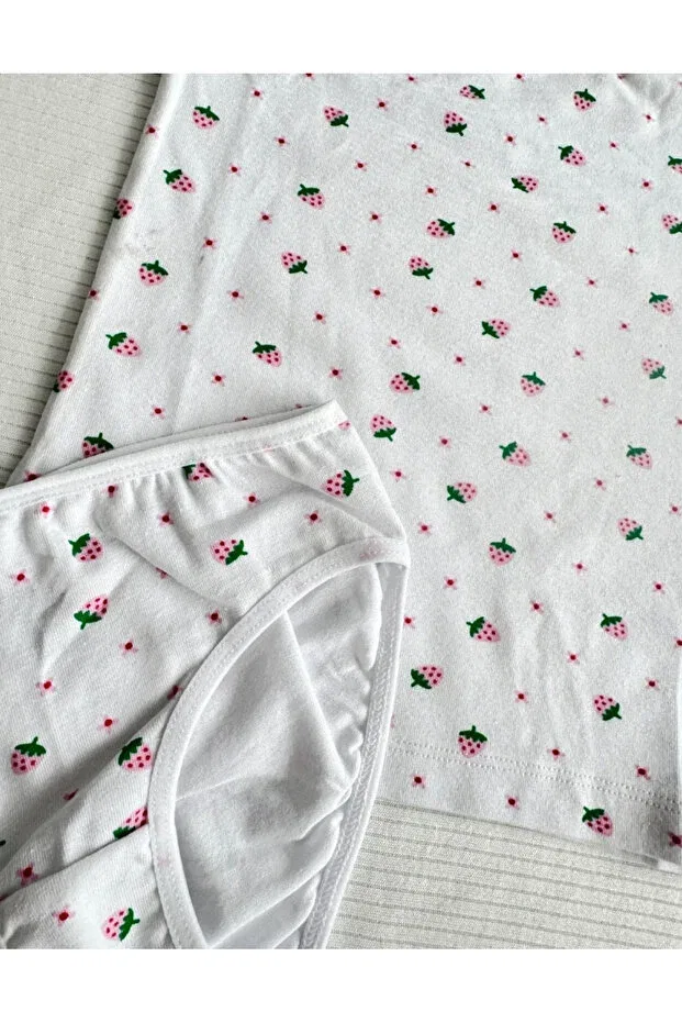 Детский комплект для девочек с принтом Alya Underwear, Strawberry Printed — фото 3