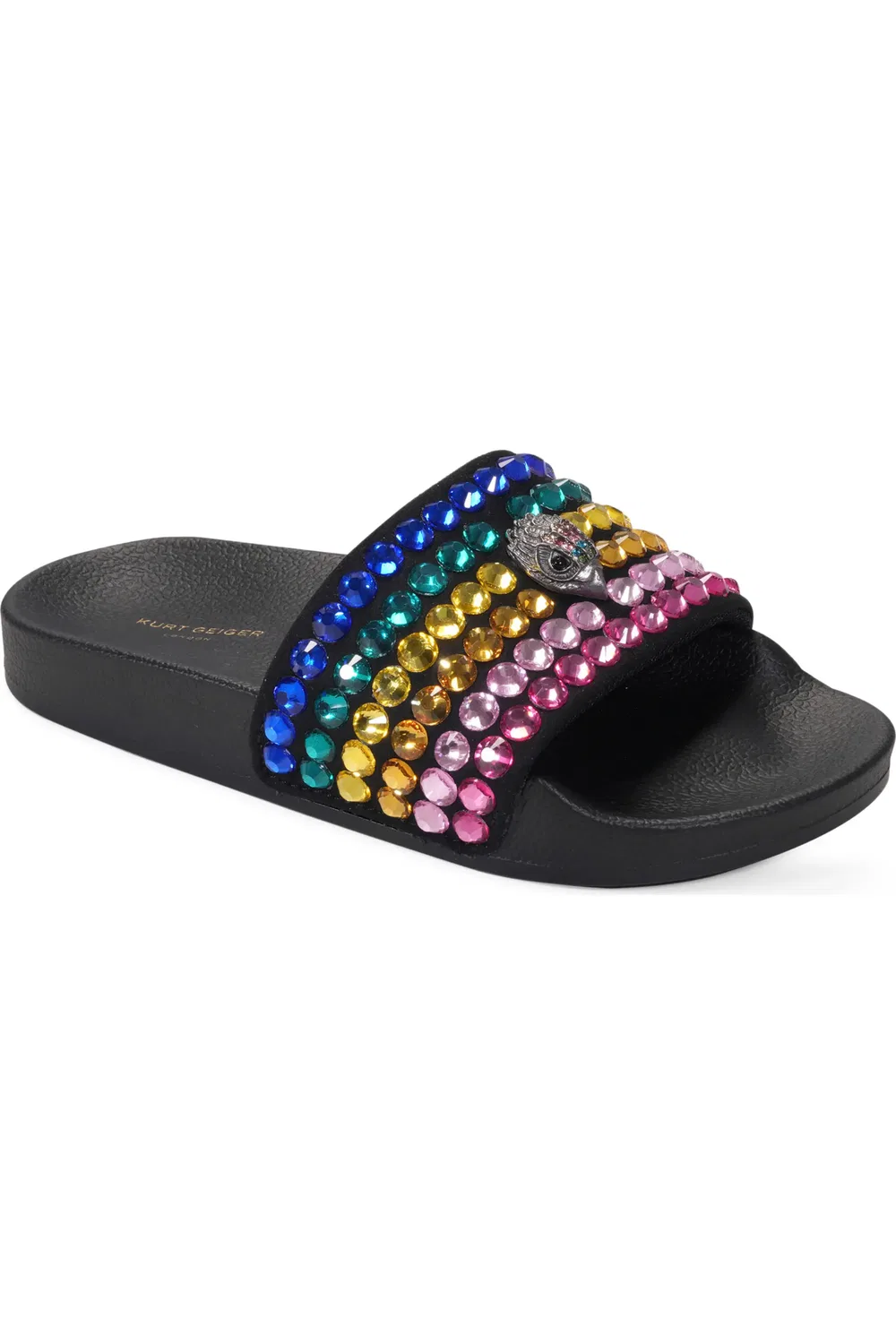 Сандалии детские с кристаллами и орлом Meena Eagle Kurt Geiger London, Black Rainbow
