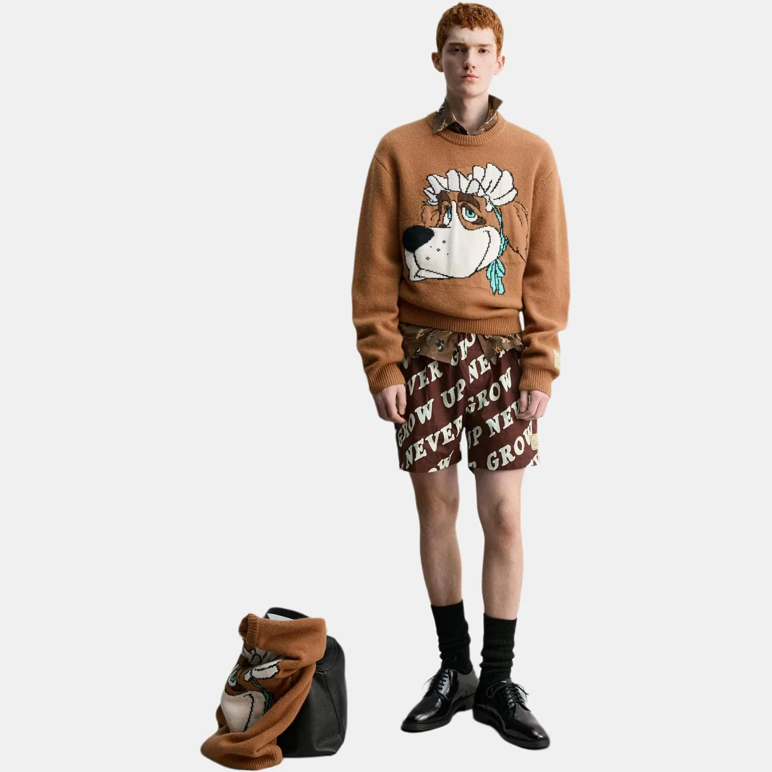 Мужской свитер с круглым вырезом X Disney Brown ZARA, Brown — фото 4