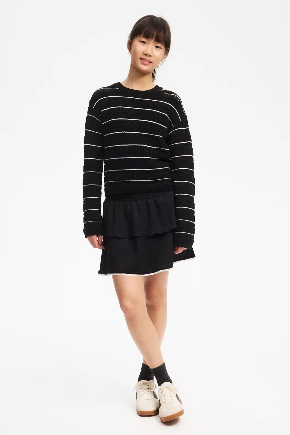 Многоярусная юбка с фестончатой отделкой H&M, Schwarz