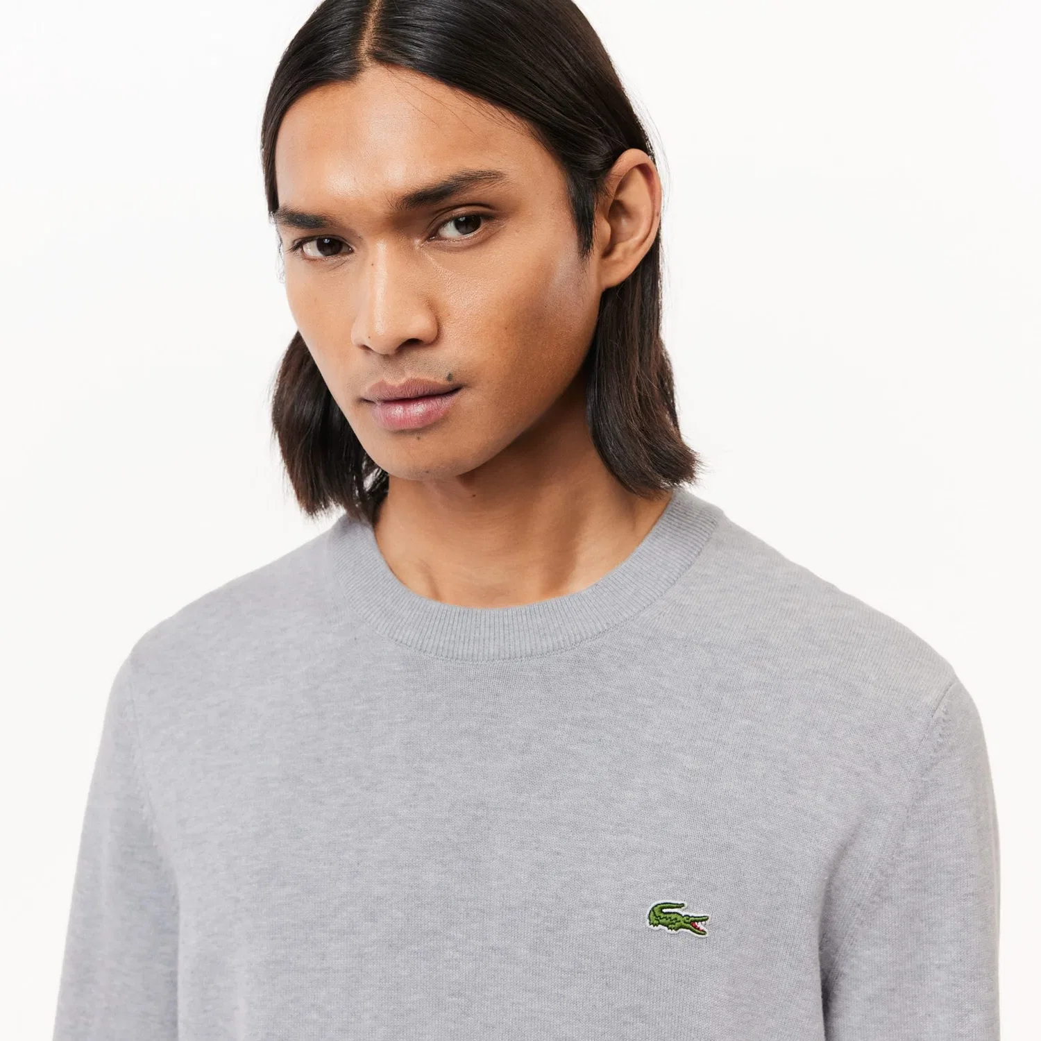 Мужской свитер с круглым вырезом из хлопка Lacoste, Argent Chine — фото 4