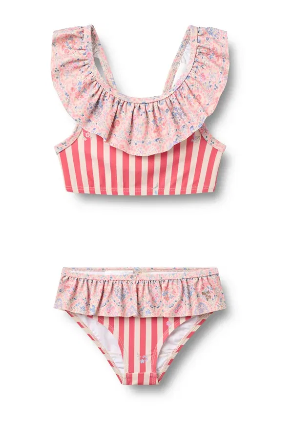 Купальник бикини полосатый Bothilda set Wheat Pink Heart Flowers, розовый