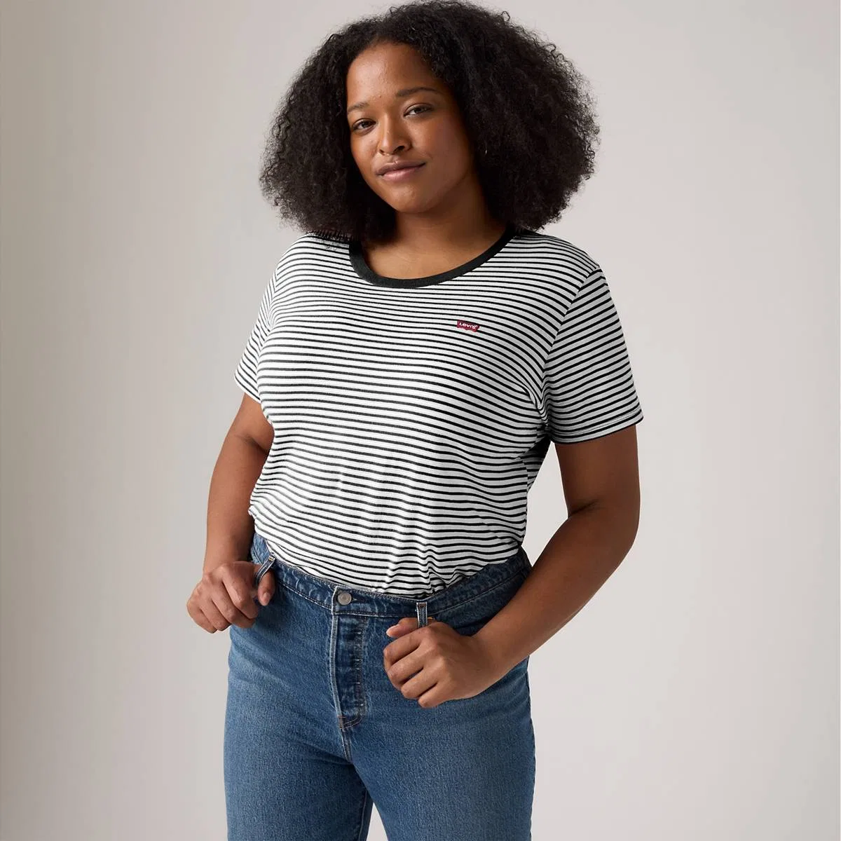 Идеальная футболка с круглым вырезом (большого размера) Levi's, Stripe Caviar Black — фото 3