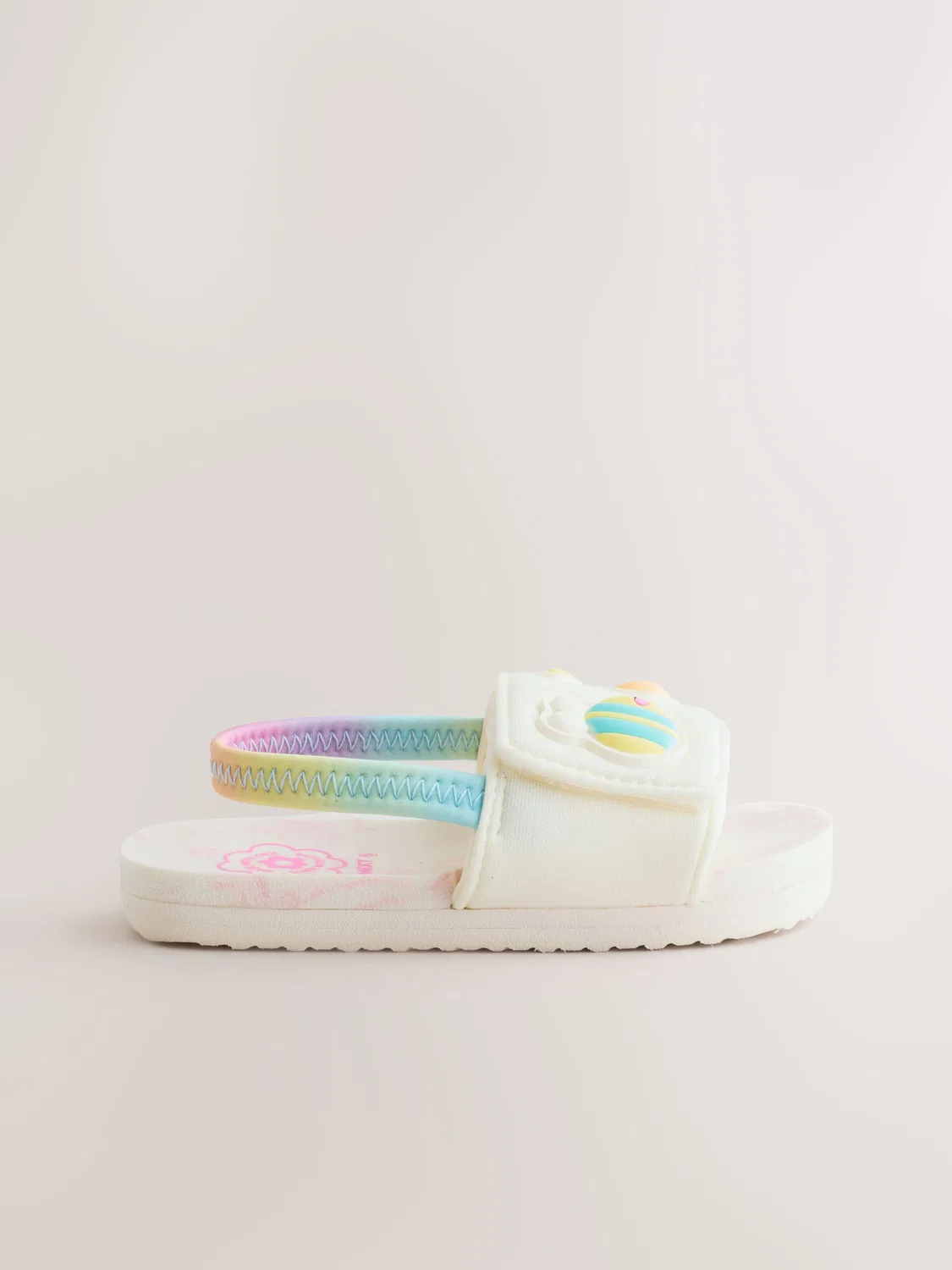 Сандалии с регулируемой фиксацией, Elastic Back Sliders Next, бело-розовые — фото 2