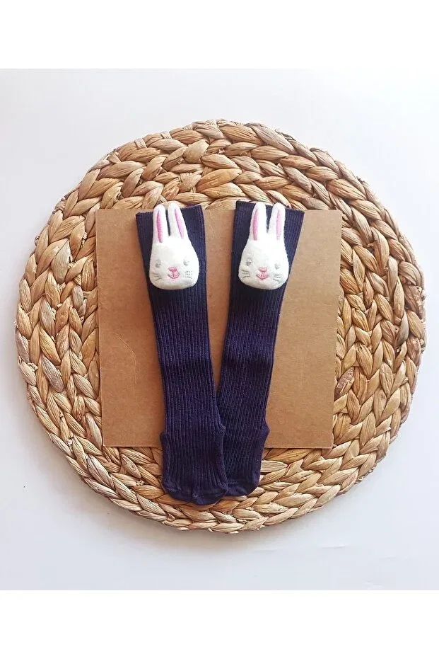 Детские гольфы для девочек с принтом Rabbit Toy Figure Knee Socks Panowill Design, Purple — фото 2