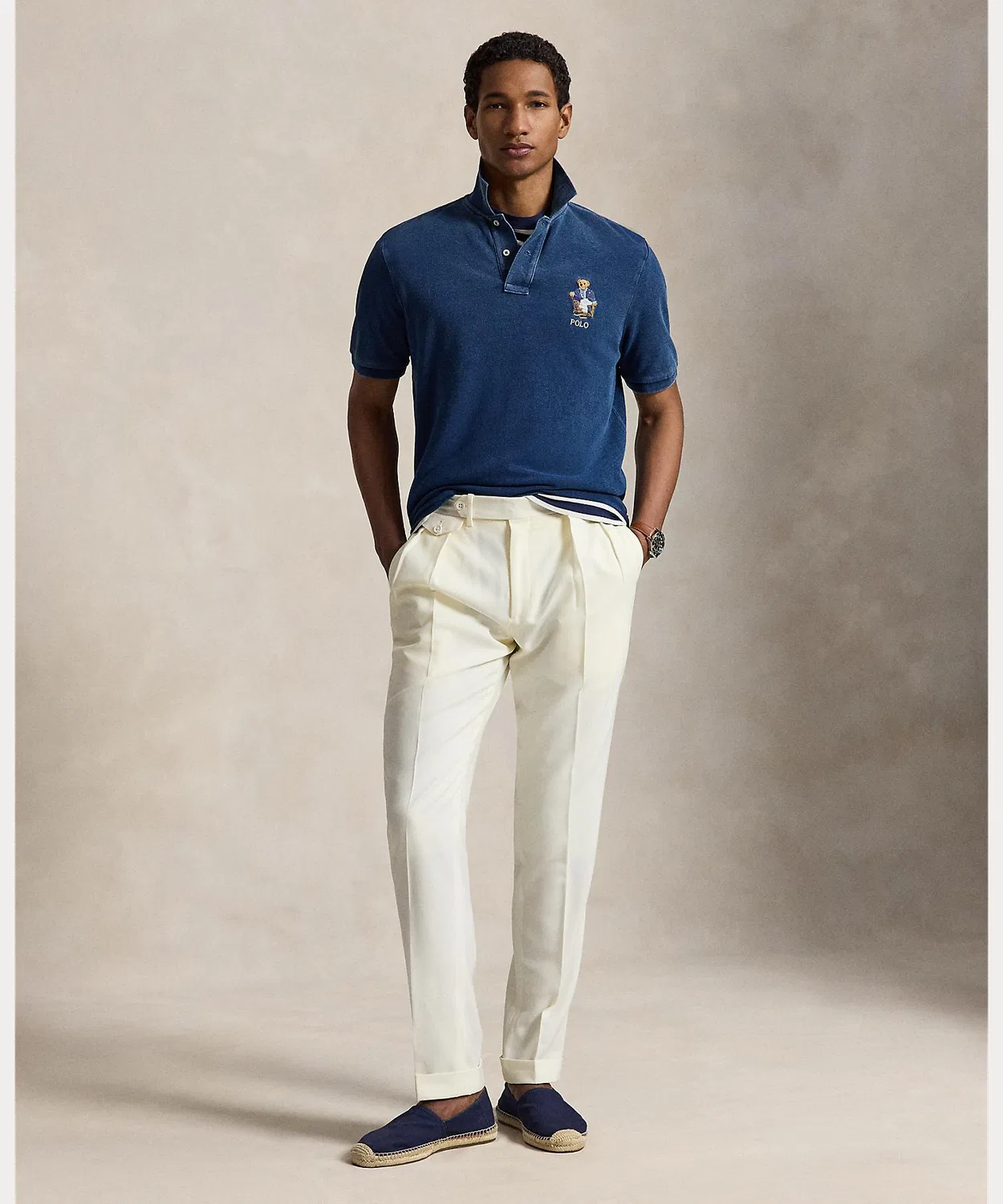 Мужская хлопковая футболка поло с принтом Polo Bear Classic Fit POLO RALPH LAUREN, Navy — фото 3