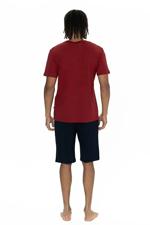 Мужской комплект пижамы с коротким рукавом U.S. Polo Assn., Burgundy — фото 3