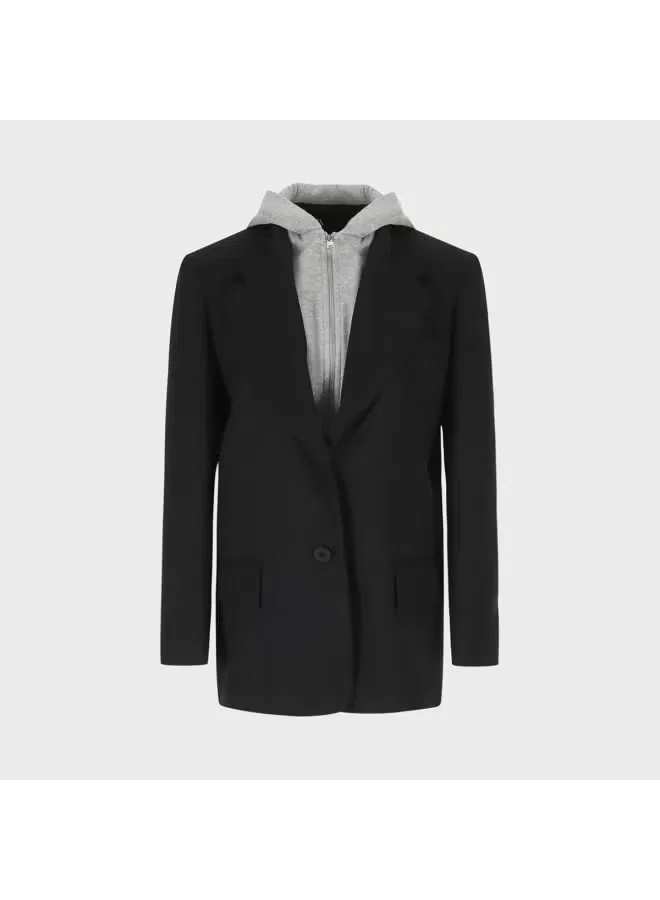 Комплект из двух предметов с наплечниками, гибридный жакет-худи, Zara, черный/серый — фото 2