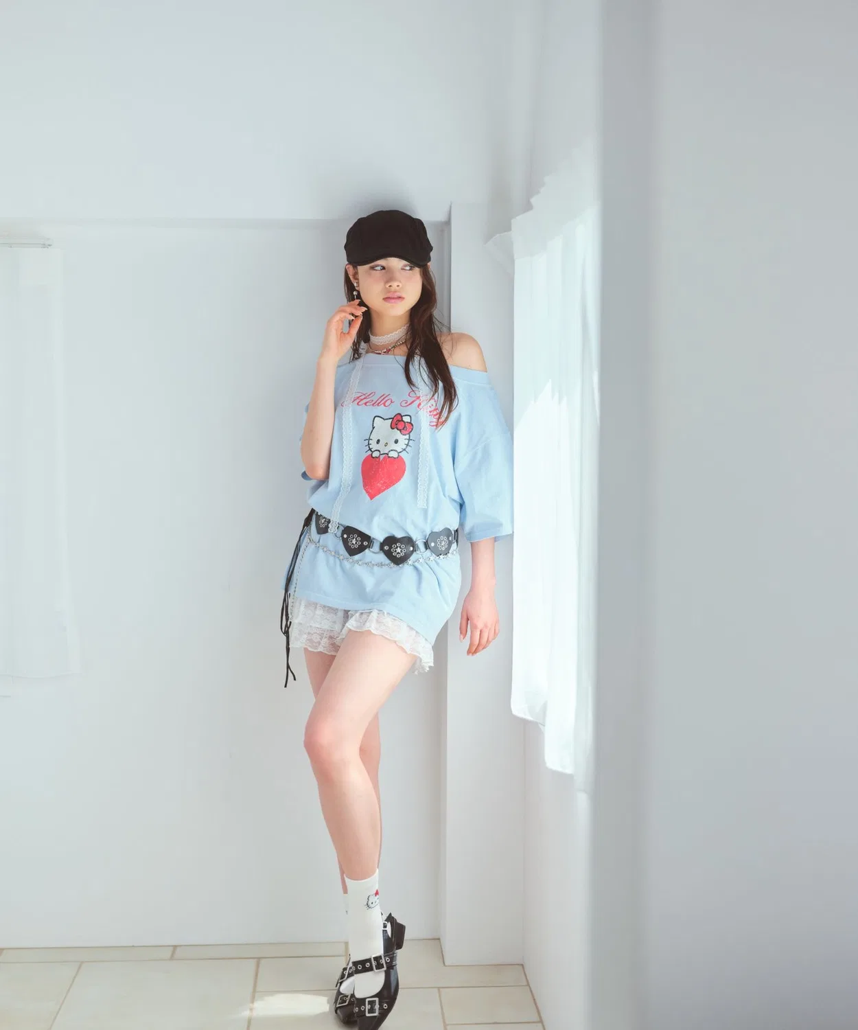 Детские носки с вышивкой Hello Kitty, модель Point Socks, repipi armario, Белый — фото 2