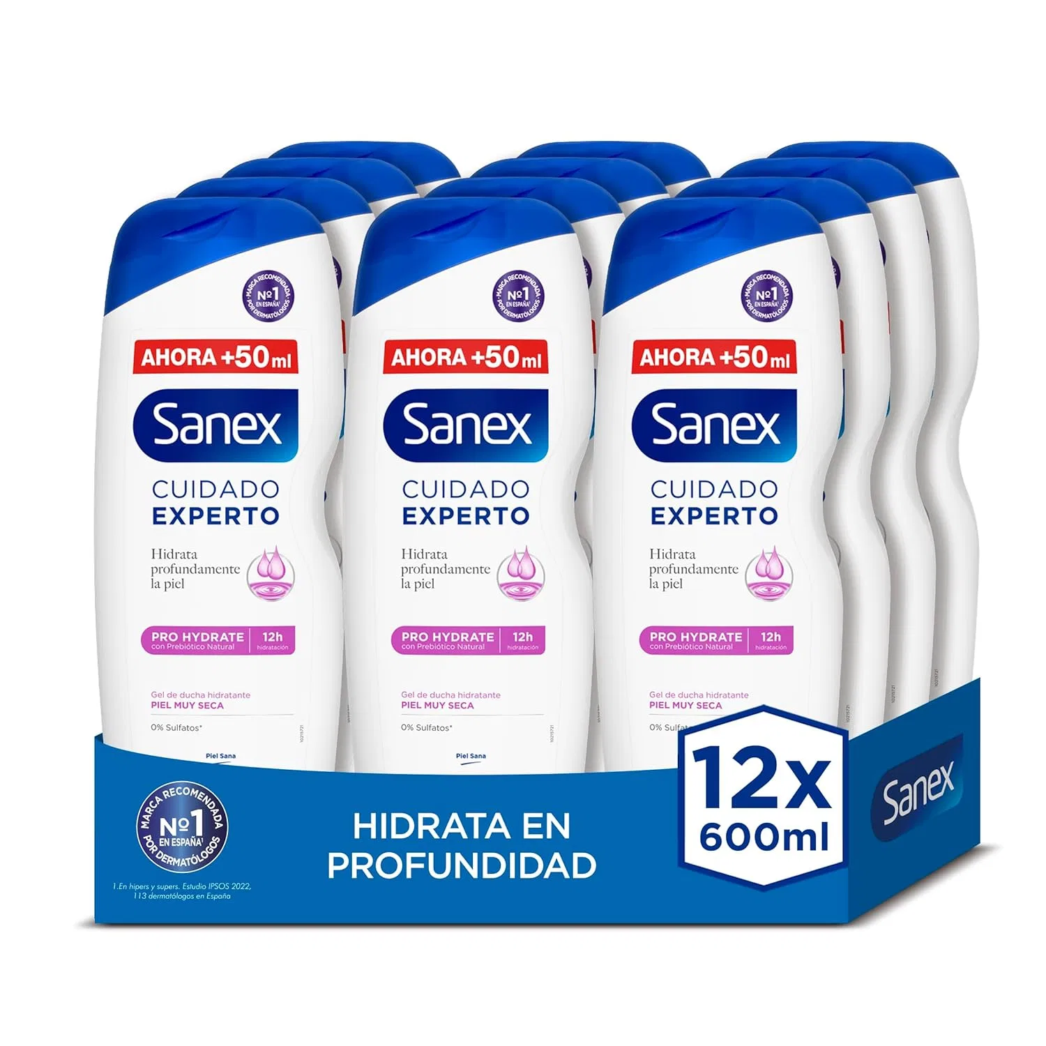Гель для душа Sanex Pro Hydrate, 12 x 600 мл, Увлажняющий