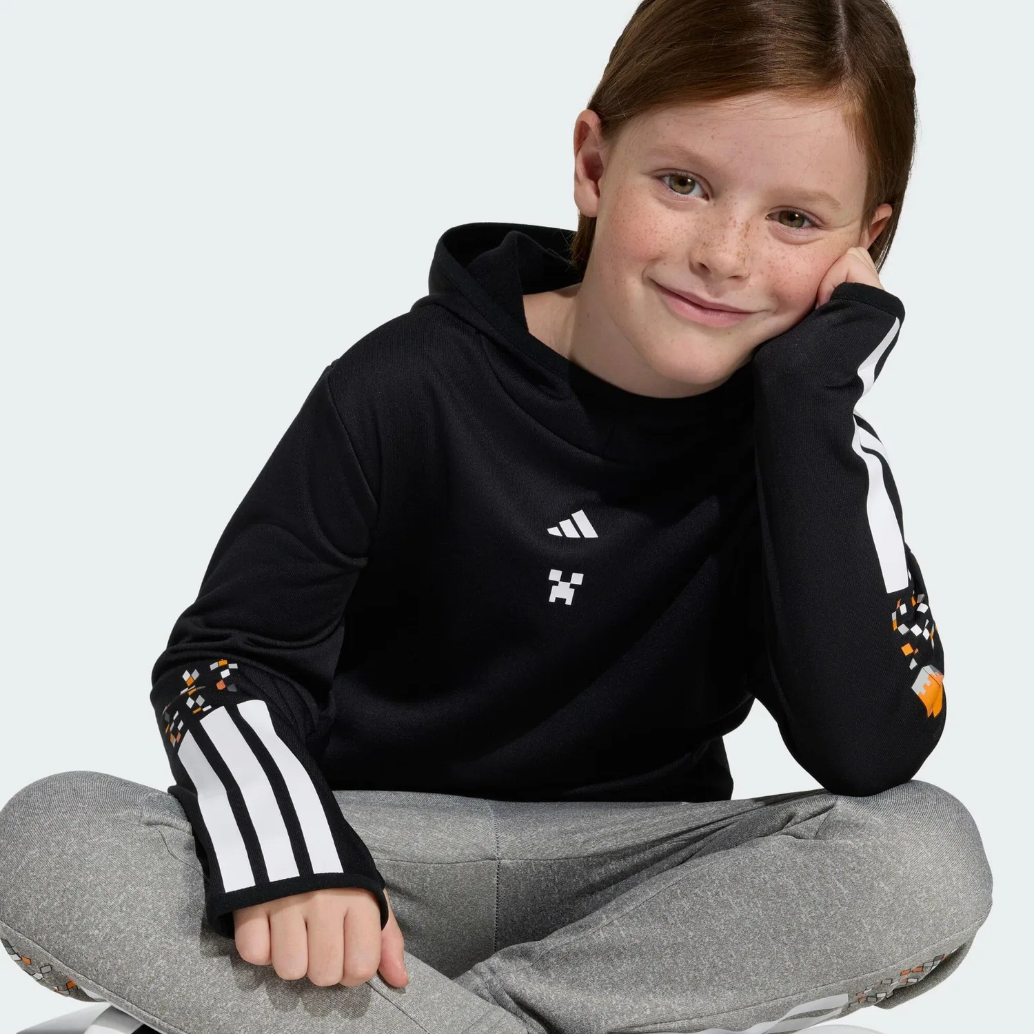 Детское худи с принтом Minecraft Training 3-Streifen Adidas, Schwarz — фото 4