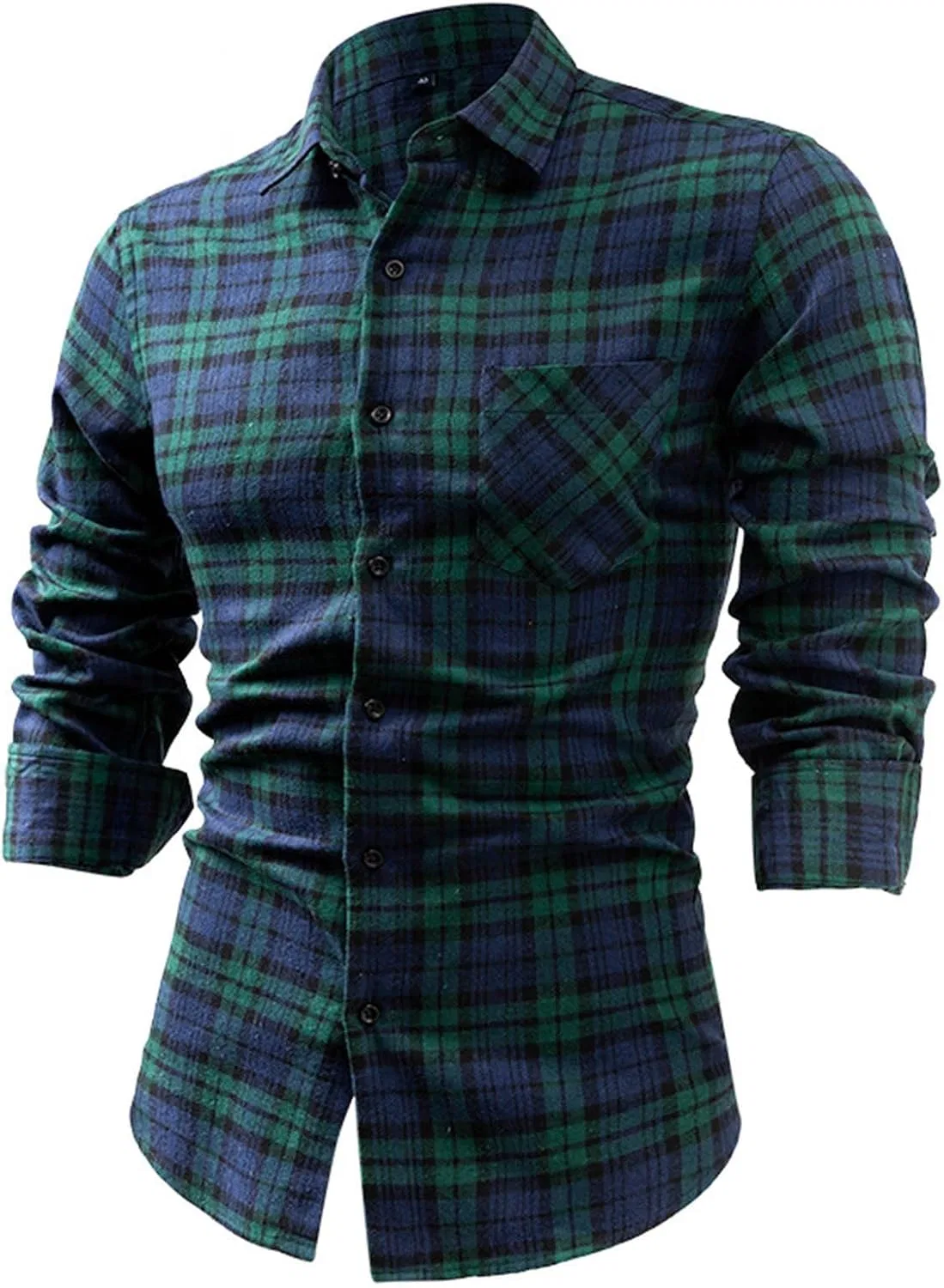 Мужская рубашка с принтом, Slim Fit, тёмно-синий