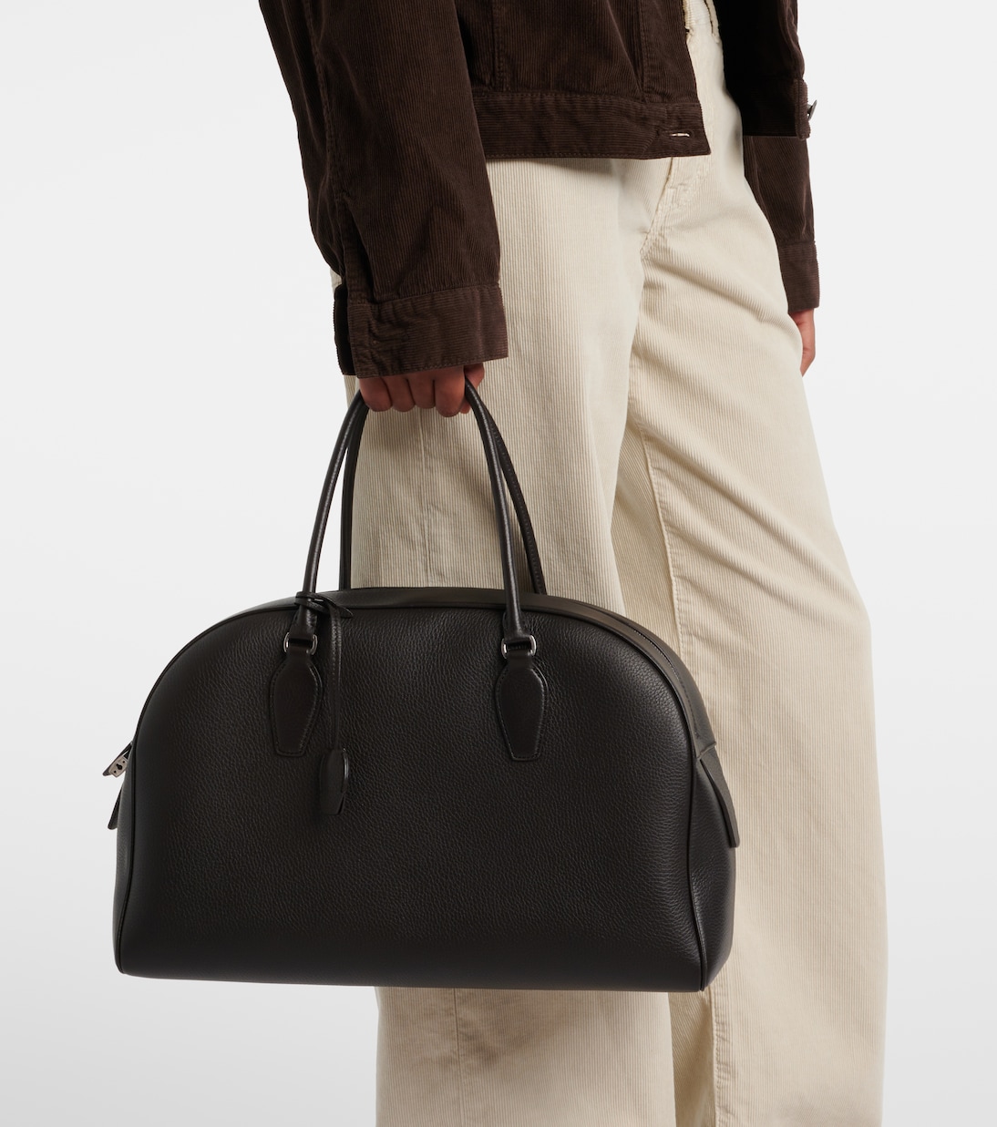 Индия 15.75 Большая кожаная сумка-тоут The Row, Dark Brown Pld — фото 2