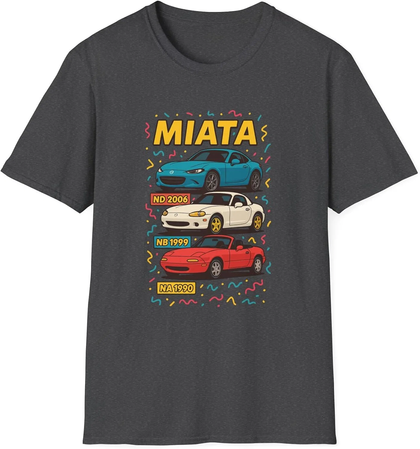 Футболка с ретро-дизайном Miata Gildan 64000, Dark Heather