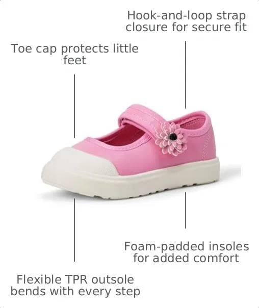 Детские кроссовки для девочек с ремешком на липучке Mary Jane Amazon Essentials, Pink — фото 2