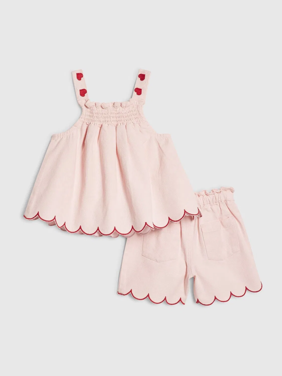 Комплект из топа и шорт джинсовый с сердечками River Island, розовый — фото 2