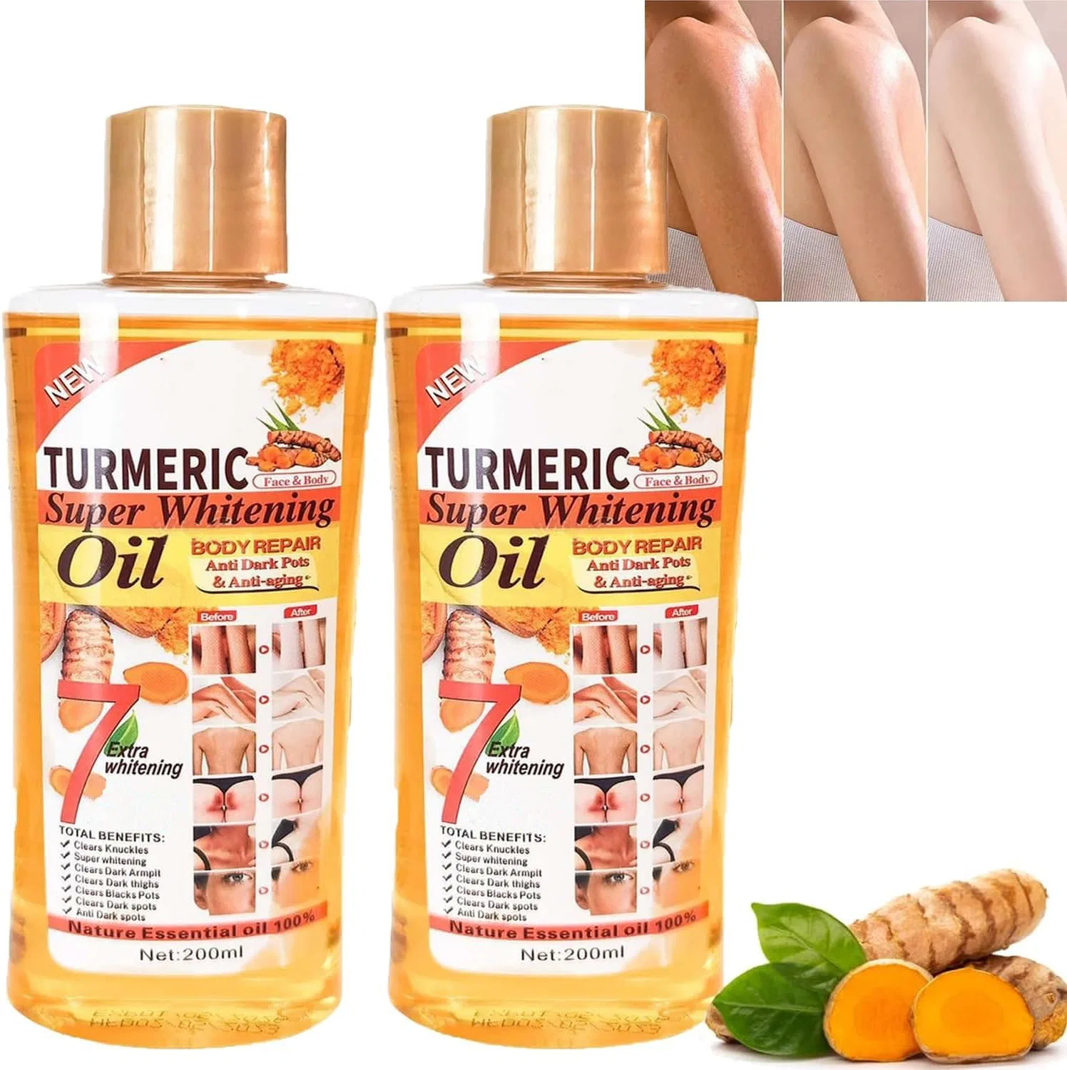 Масло для тела Turmeric Oil, PETSBURG, набор 2 шт., 200 мл