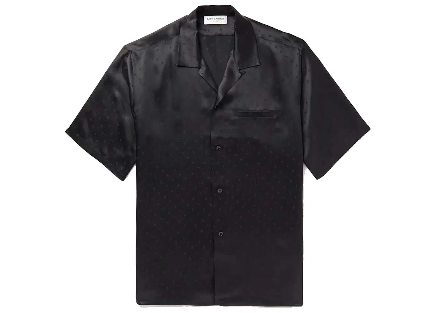 Мужская рубашка с отложным воротником из жаккардового шелкового сатина Saint Laurent, Black