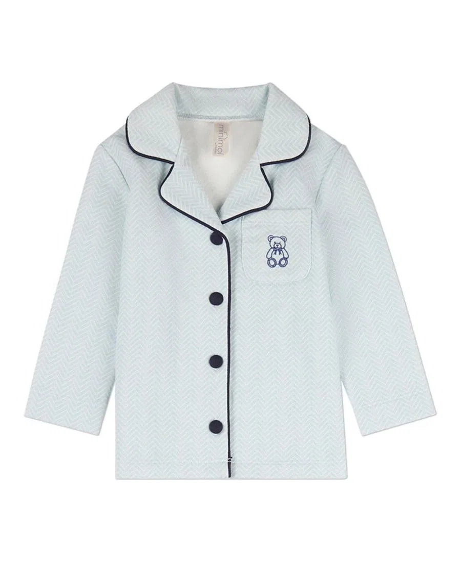 Пижамный комплект с принтом Chevron и вышивкой Teddy Bear MeMoi, Baby Blue — фото 2