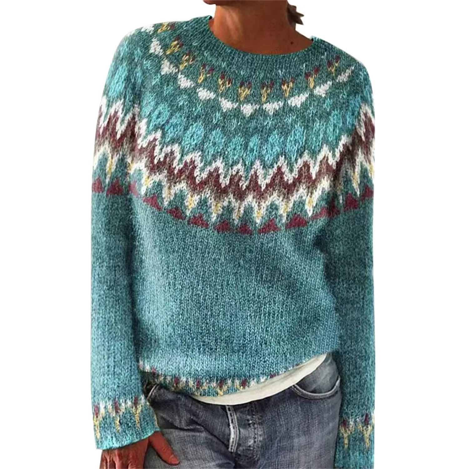 Женский свитер с принтом Fairisle Christmas Sweaters, Blue