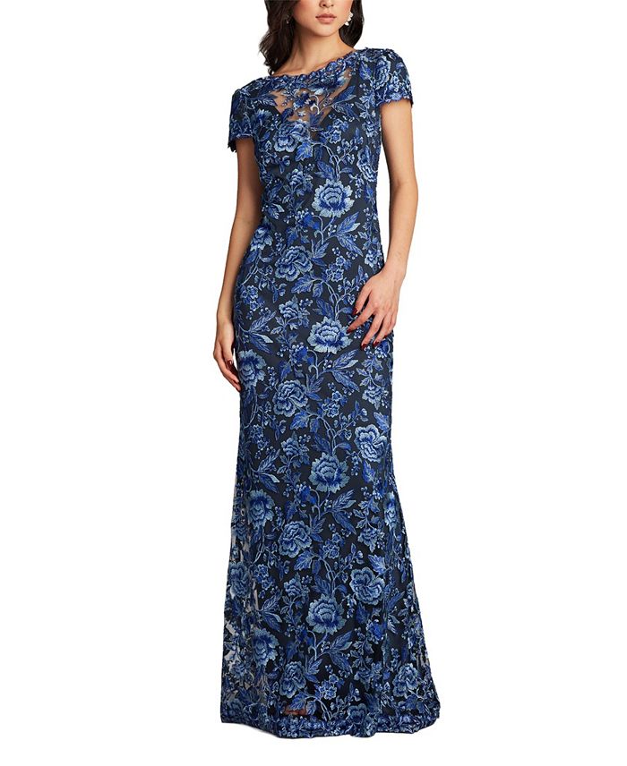 

Оран Платье из тюля с вышивкой Tadashi Shoji, синий