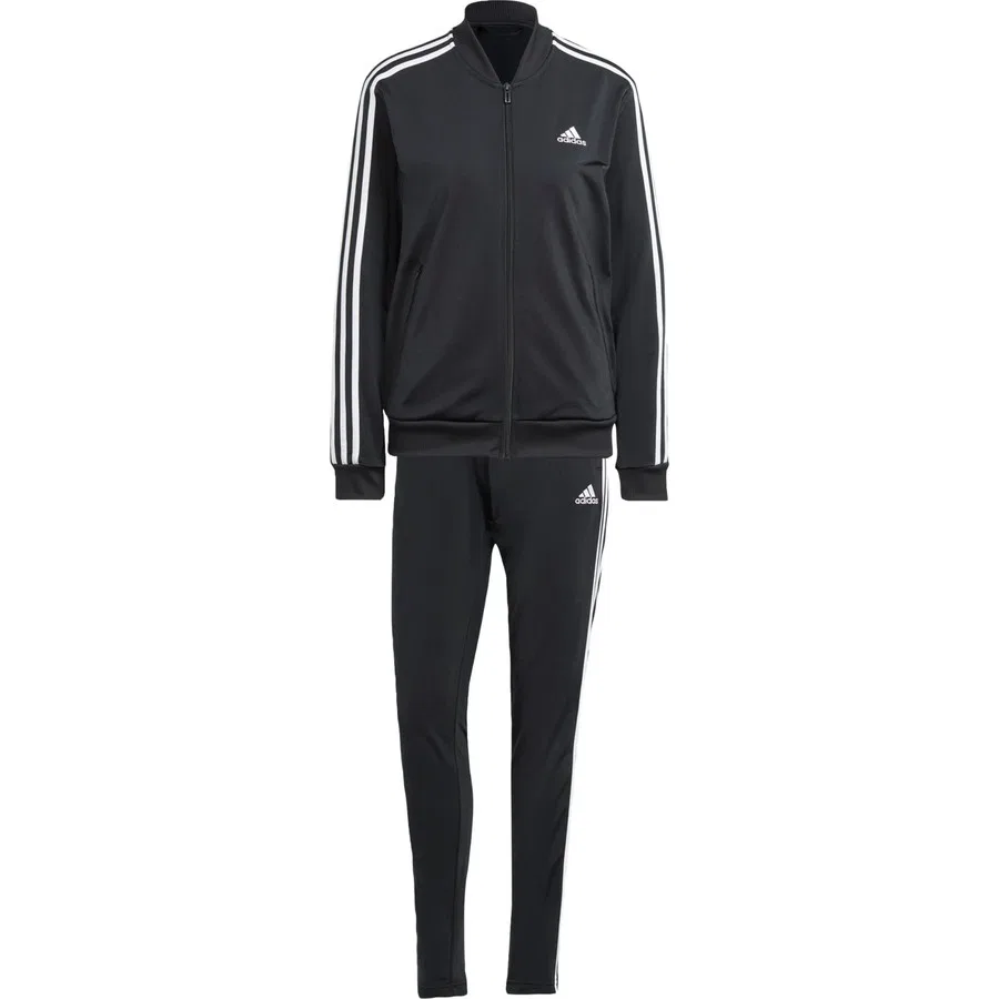 Спортивный костюм с длинным рукавом и молнией Essentials 3-Stripes adidas, Черно-белый — фото 3