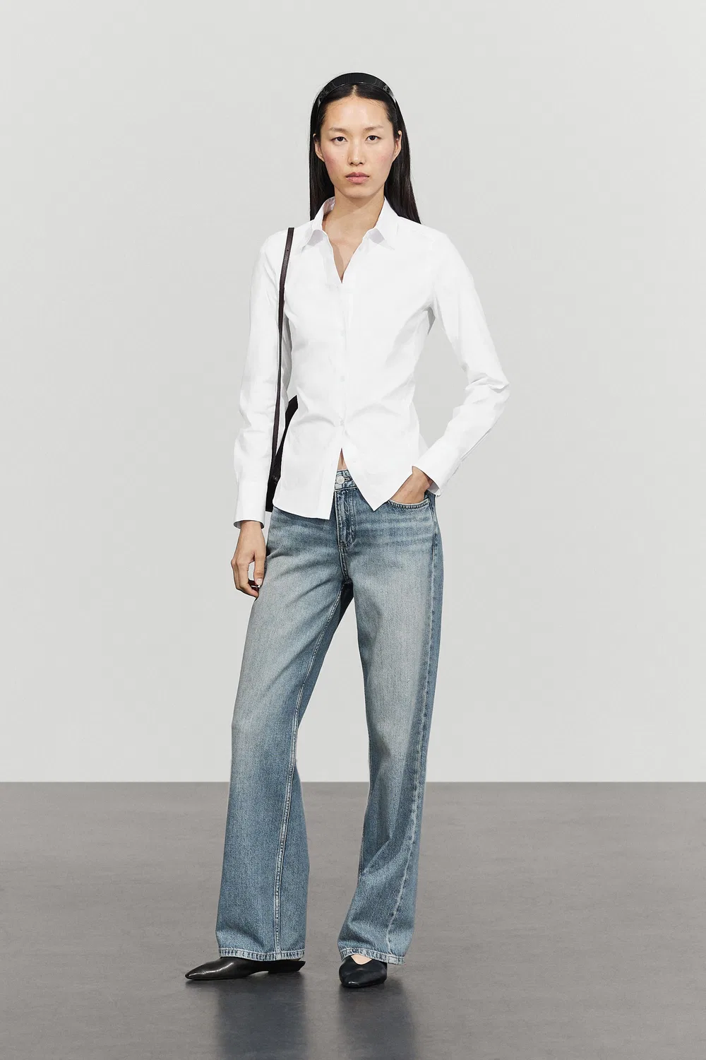 Рубашка Massimo Dutti Cotton Blend Poplin, белый — фото 4